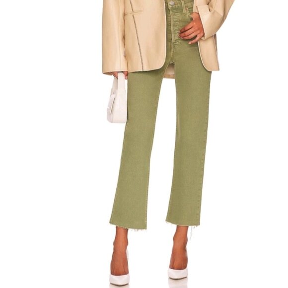 Re/Done Ultra High Rise Stove Pipe Washed Sage Jeans SIZE 25 NEW WITH TAGS - Picture 1 of 8